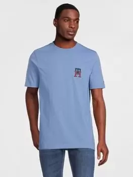 Image of Tommy Hilfiger Essential Monogram T-Shirt - Blue Size L, Men