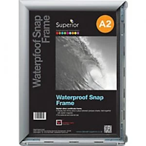 Image of Stewart Superior Wall Mountable Snap Frame Waterproof A2 460 x 12 x 660 mm Silver