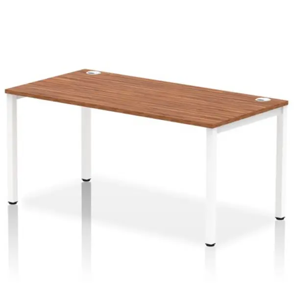 Image of Impulse Bench Single Row 1600 White Frame Office Bench Desk Walnut