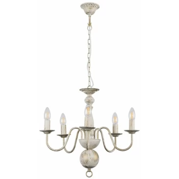 Image of Traditional 5 Way Flemish Ceiling Light Chandelier - Distressed White - Minisun