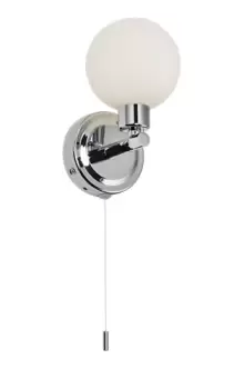 Image of KnightsBridge 230V IP44 G9 Single Wall light with Round Frosted Glass - Chrome