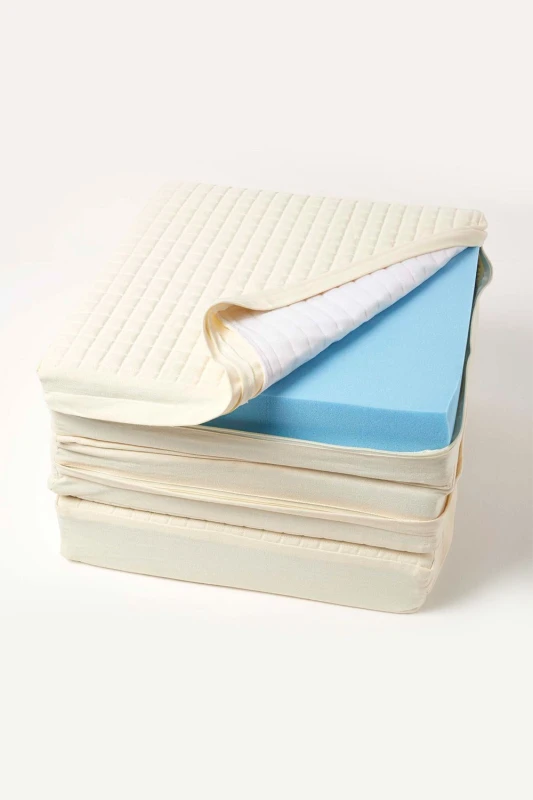 Image of Homescapes Quilted Cotton 3 Seater Orthopaedic Booster Cushion Cover in Cream Cream Unisex