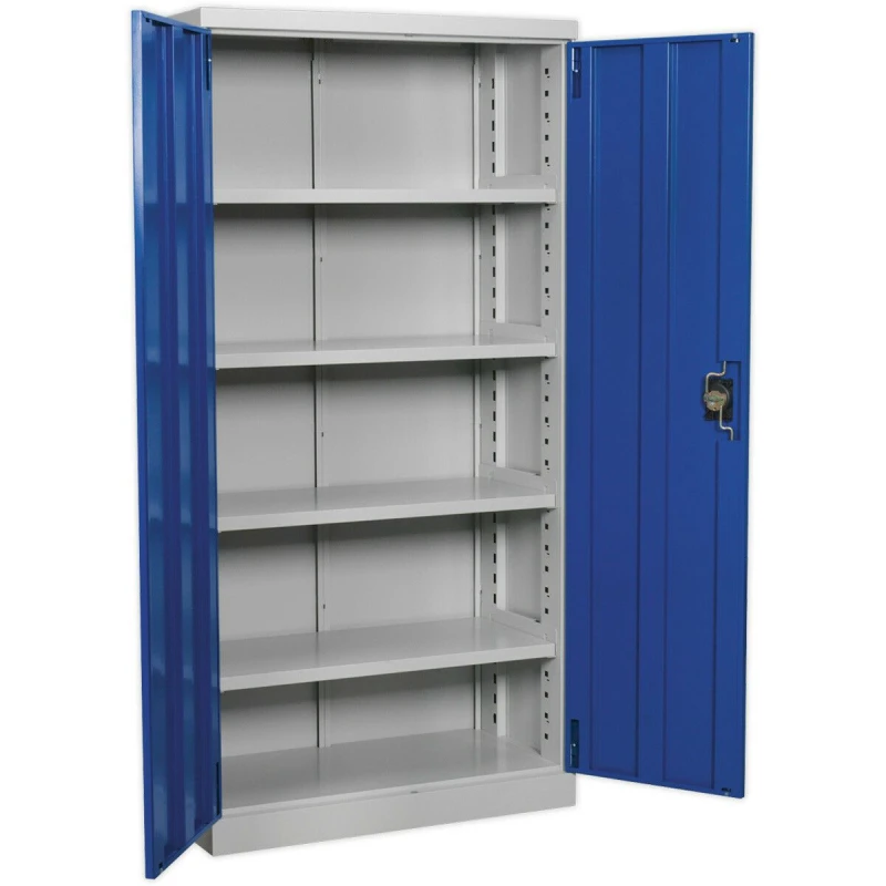 Image of Loops 1800mm Double Door Industrial Cabinet - 4 x Shelves - Reinforced Steel Doors Metallics