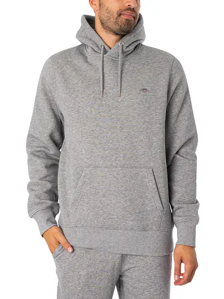 Image of Gant Regular Pullover Hoodie Grey Melange M