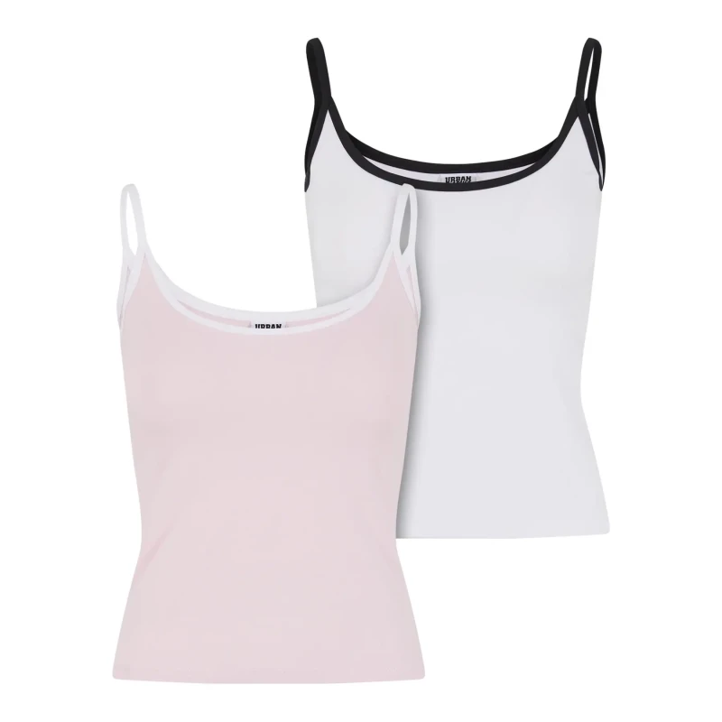 Image of Urban Classics Womens tank top Urban Classics Contrast Basic (x2) Rose Female S
