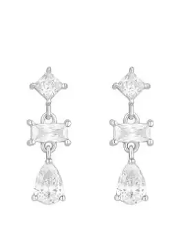 Image of Simply Silver Sterling Silver 925 Cubic Zirconia Mismatch Stone Fine Drop Earrings