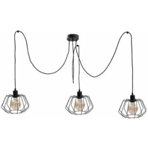 Image of Keter Luna Cluster Pendant Ceiling Light Black, 3x E27