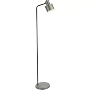 Image of Task Floor Lamp Brushed Silver Plate Finish, Matt Black
