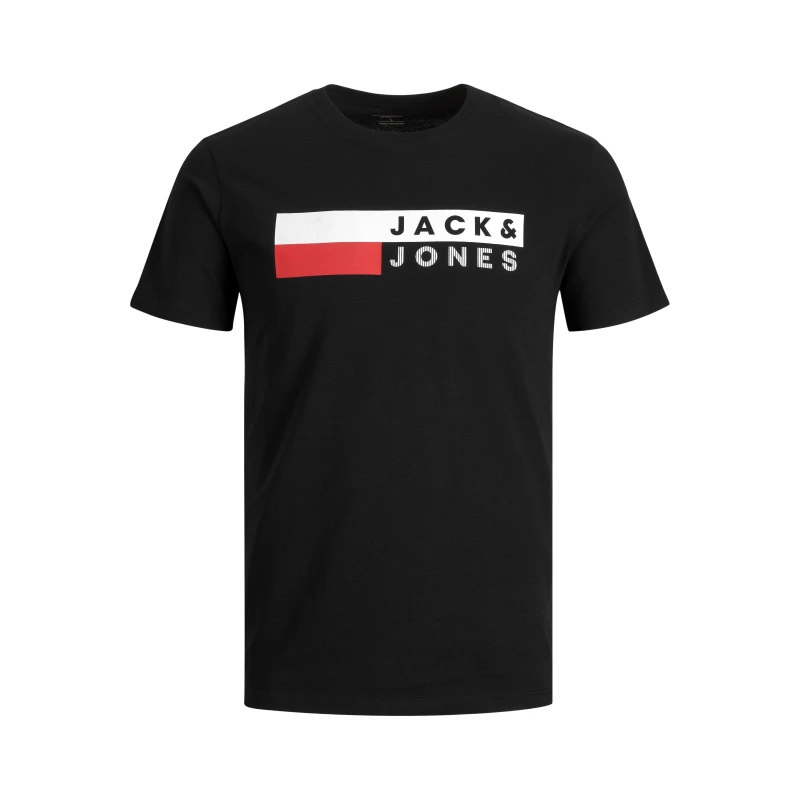 Image of Jack and Jones Jack Short Sleeve Logo T-Shirt Mens Plus Size Black male 2XL