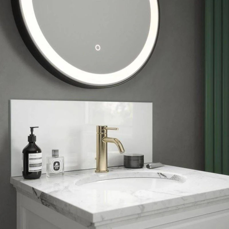 Image of Splashback White Frost Toughened Glass Bathroom s 250mm x 600mm x 4mm White Unisex