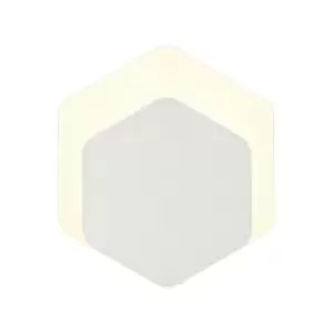 Image of Magnetic Base Wall Lamp, 12W LED 3000K 498lm, 15, 19cm Vertical Hexagonal Bottom Offset, Sand White, Acrylic Frosted Diffuser - Luminosa Lighting