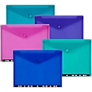 Image of Snopake Plastic File A4 Assorted Polypropylene 24 x 0.9 x 31.2cm 5 Pieces