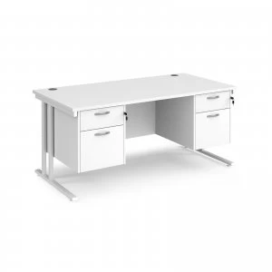 Image of Maestro 25 WL Straight Desk With 2 and 2 Drawer Pedestals 1600mm - whi