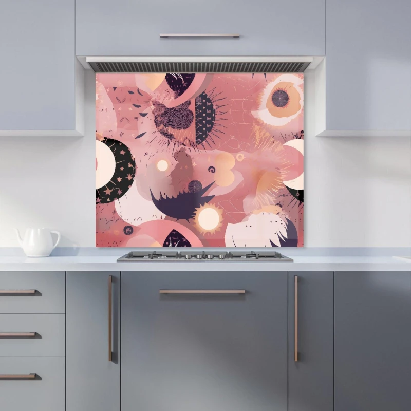 Image of Warren Reed - Designer Abstract Red Pink Pattern Kitchen Splashback Size: 700mm x 750mm Pink Unisex 700mm x 750mm