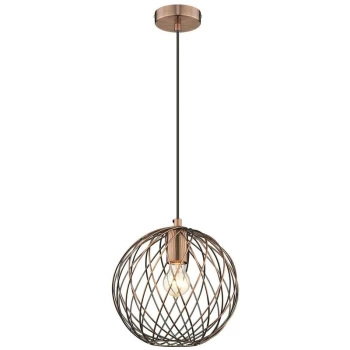 Image of Spring Lighting - 1 Light Wire Ceiling Pendant Antique Copper, E27