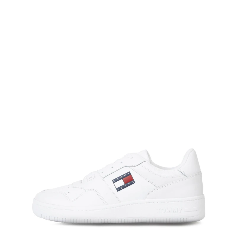 Image of Tommy Jeans Retro Leather Basket Trainers White YBR male 7 (41)