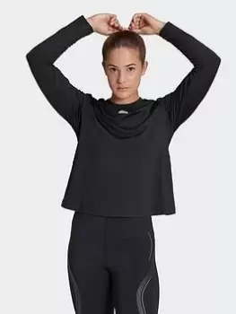 Image of adidas Aeroready Studio Long-sleeve Top, Black/White Size M Women