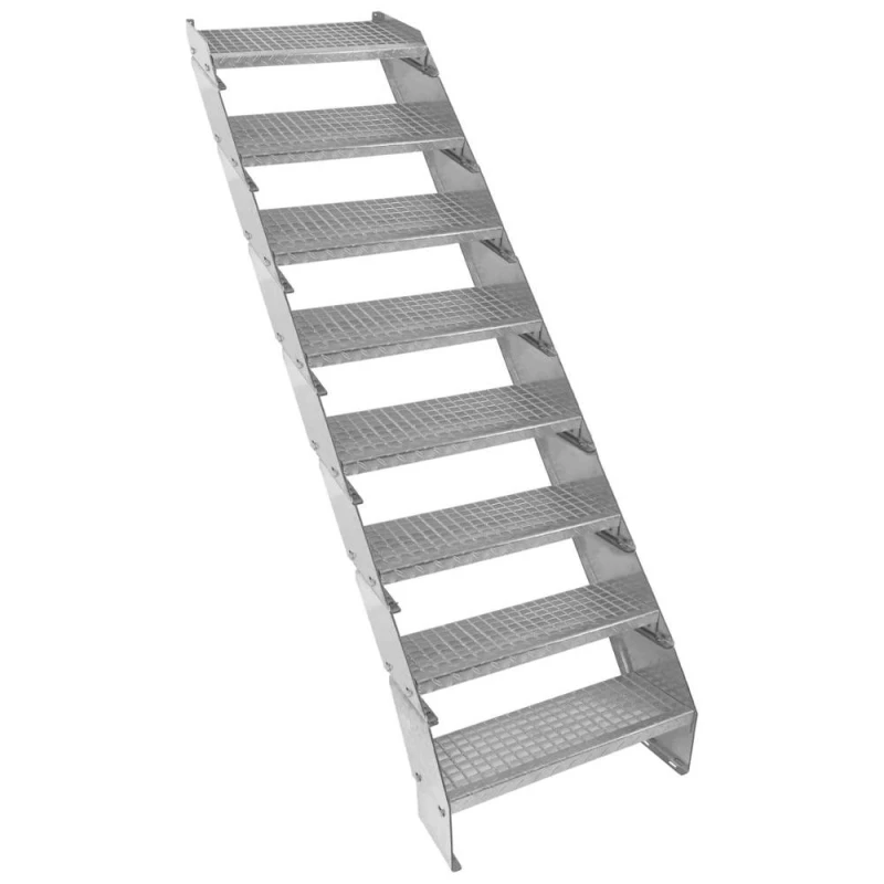 Image of Monstershop Adjustable 8 Section Galvanised Staircase - 600mm Wide Silver