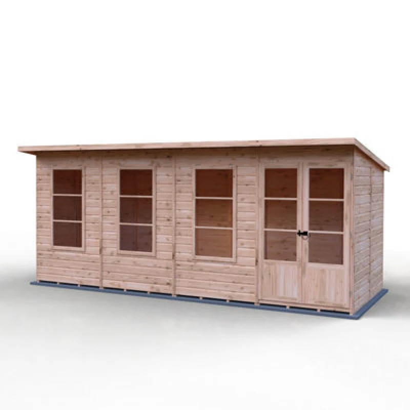 Image of Shire Dahlia 16X6ft Pent Summerhouse With Double Doors And 3 Opening Windows