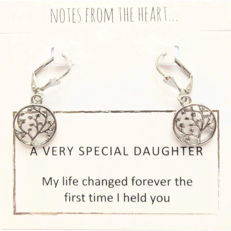 Image of Notes From The Heart NFTH A VERY SPECIAL DAUGHTER Earrings Silver unisex one size