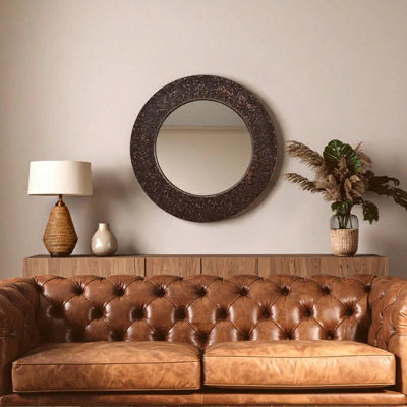 Image of Orsina Copper Finish Round Wall Mirror