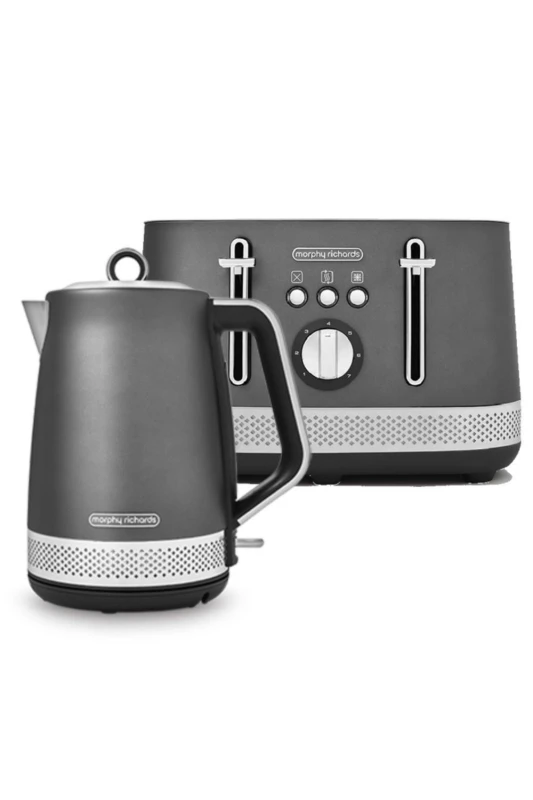 Image of Morphy Richards Illumination Kettle and Toaster Set in Grey Grey One Size Unisex 5056765430403