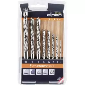 Image of Alpen 0063300008100 Wood twist drill bit 8 Piece 3 mm, 4 mm, 5 mm, 6 mm, 6 mm, 8 mm, 8 mm, 10 mm 1.00 pc(s)