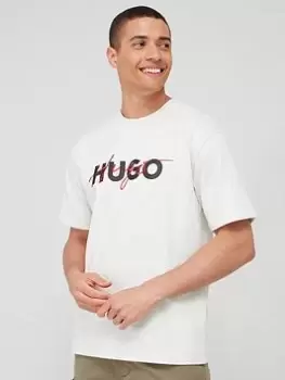 Image of HUGO Dakaishi Relaxed Fit T-Shirt - White, Light Green, Size S, Men