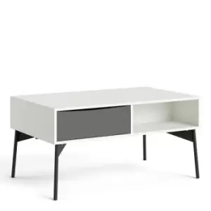 Image of Fur Coffee Table With 1 Drawer In Grey And White