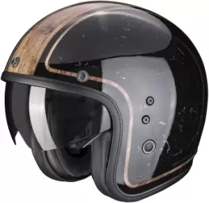 Image of Scorpion Belfast Evo Retrol Jet Helmet, black-brown, Size XS, black-brown, Size XS