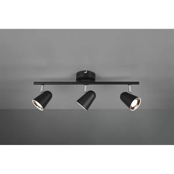 Image of Toulouse Modern 3 Light Ceiling Spotlight Bar Black Matt 3000K