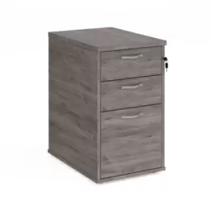 Image of Desk high 3 drawer pedestal with silver handles 600mm deep - grey oak