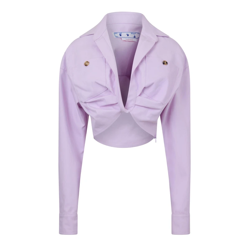 Image of Off White Womens Twist Front Crop Top Lilac female 10 (42)