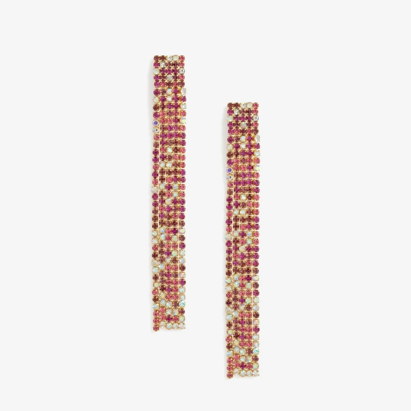 Image of Mood Pink Diamante Drop Earrings Jewellery Sets One Size Pink 72787906000