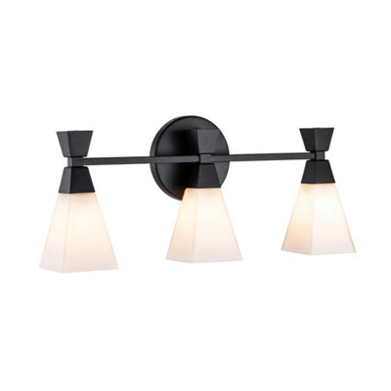 Image of Bowtie 3 Light Bathroom Wall Lamp, Matte Black IP44