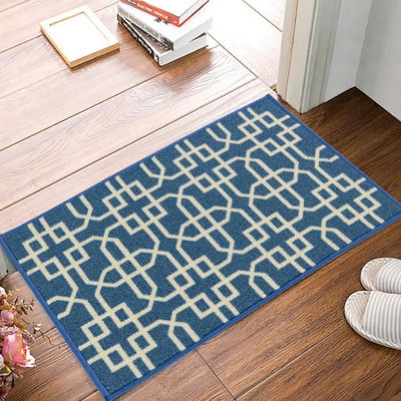 Image of Smart Living Heavy Duty Machine Washable Runner For Hallway, Kitchen Non Slip Floor Mats, Door Mat 50Cm X 80Cm - Blue Cream