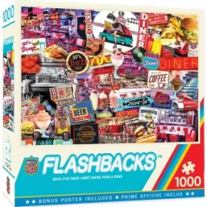 Image of Masterpieces Puzzle Flashbacks Quick Stop Diner Puzzle 1000 piece jigsaw puzzle