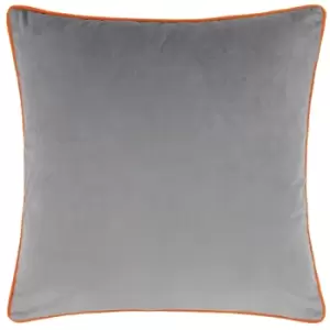 Image of Meridian Velvet Cushion Grey/Clementine, Grey/Clementine / 55 x 55cm / Polyester Filled