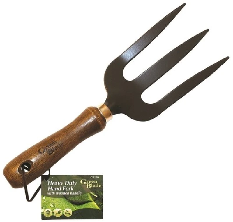 Image of Green Blade Hand Fork with Wooden Handle 8468AWUK