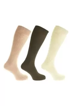 Image of 100% Cotton Ribbed Knee High Socks (Pack Of 3)