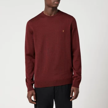 Image of Farah Mens Mullen Merino Wool Jumper - Burgundy - S