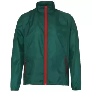 Image of 2786 Mens Contrast Lightweight Windcheater Shower Proof Jacket (Pack of 2) (XL) (Bottle/ Red)