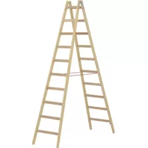 Image of Hymer 7141 Timber Double Sided Step Ladder 2 x 10 Tread