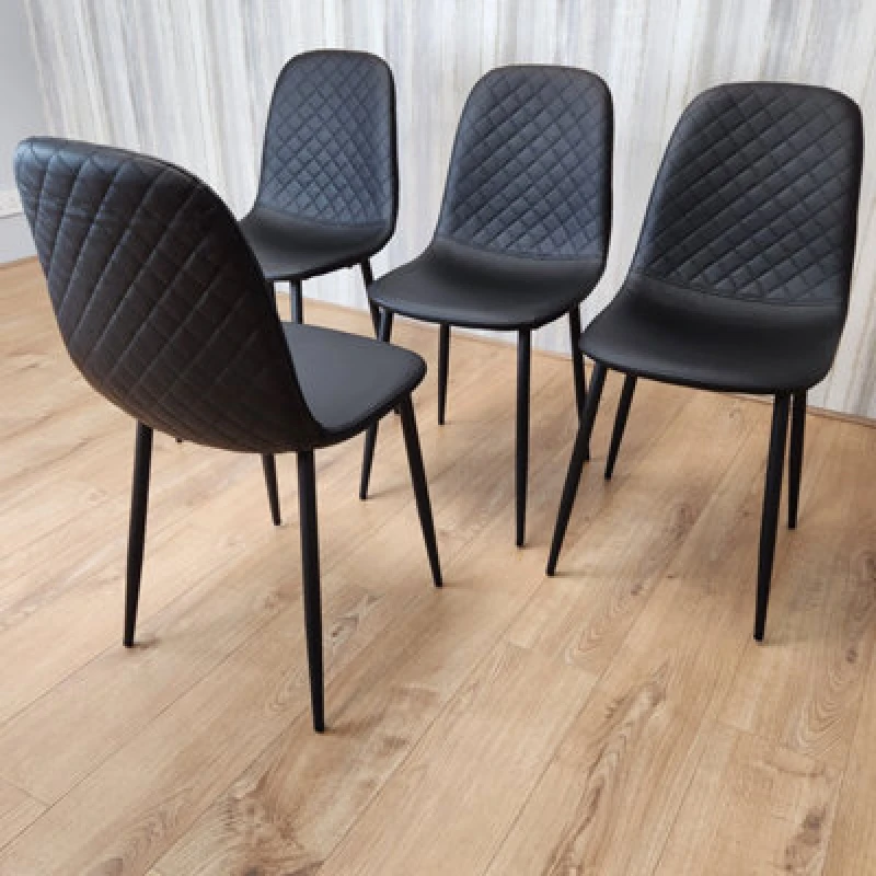 Image of KOSY KOALA KOSY KOALA Dining Chairs Set of 4 Black Leather Kitchen Chairs Black One Size Unisex 5060711581286