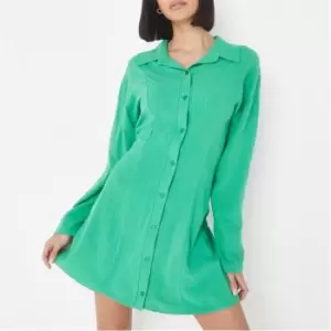 Image of Missguided Linen Look Shirt Dress - Green