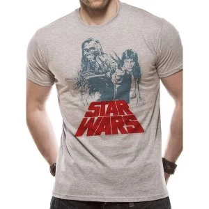 Image of Star Wars - Solo Chewie Duet Retro Mens X-Large T-Shirt - White
