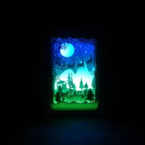 Image of Premier 16cm x 11cm Battery Operated Light up Diorama Moonlight Santa Sleigh