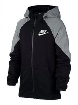 Image of Nike Boys Nsw Mixed Material Full Zip Hoodie - Black/White