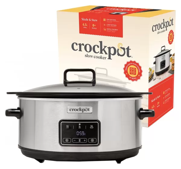 Image of Crockpot Sizzle & Stew 6.5L Digital Slow Cooker - Silver