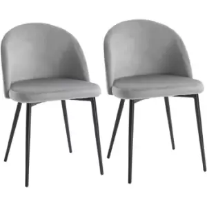 Image of Modern Upholstered Fabric Bucket Seat Dining Chairs Set of 2 Grey - Homcom